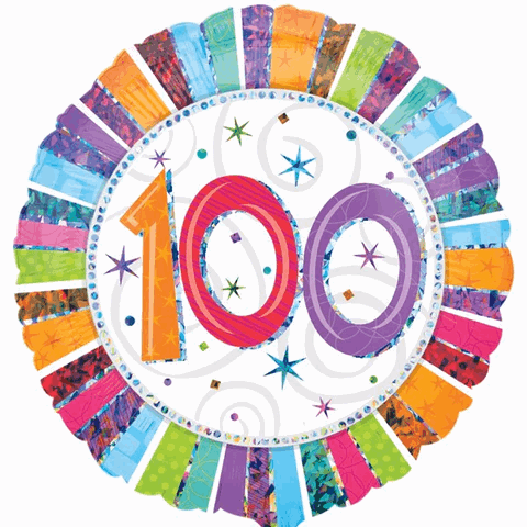 Radiant Multicolour 100th Foil Balloon - Eternity Party Express