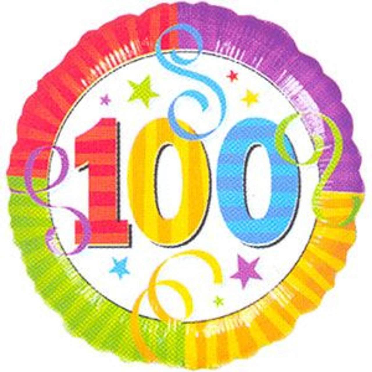 Quad Colour 100th w/ Streamers Foil Balloon - Eternity Party Express