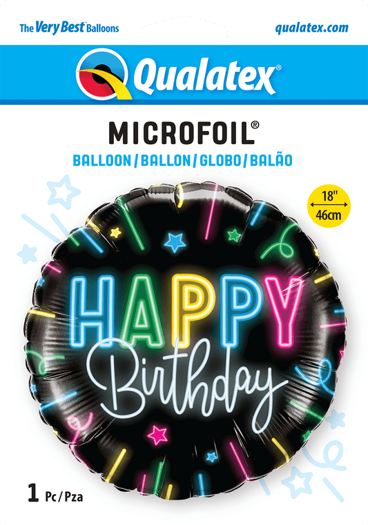 Happy Birthday Neon Glow Foil Balloon - Eternity Party Express