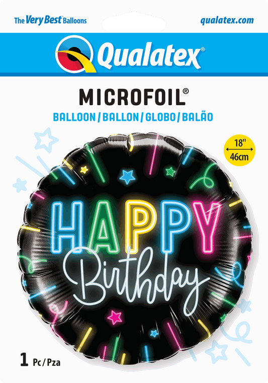 Neon Glow Happy Birthday Foil Balloon - Eternity Party Express