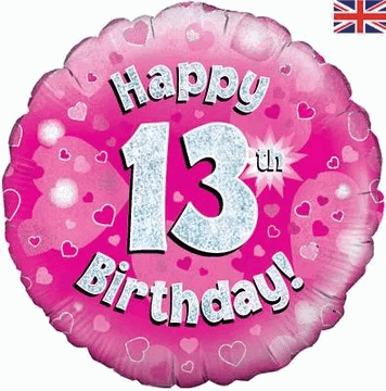Happy 13th Birthday Pink Holographic Foil Balloon - Eternity Party Express