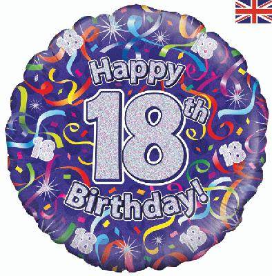 Purple with Streamers 18th Birthday Foil Balloon - Eternity Party Express