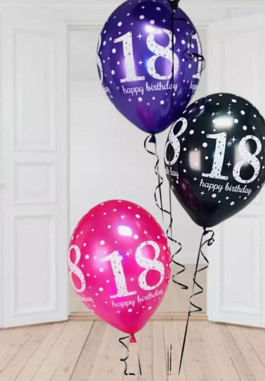 Pink Celebration Age 18th Birthday Latex Balloons - Eternity Party Express