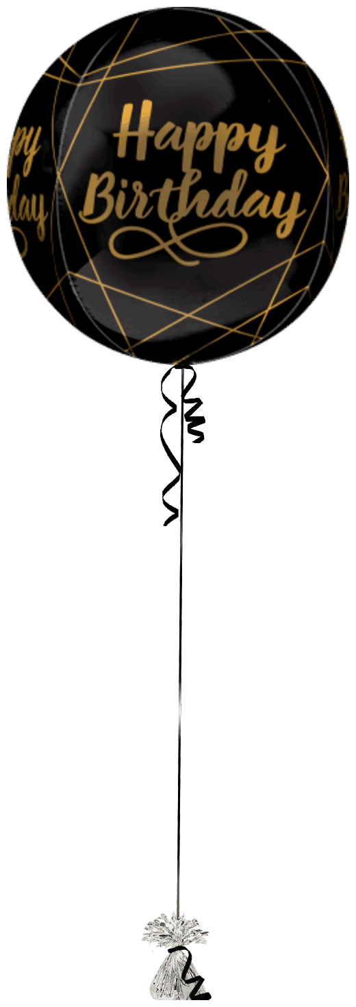 Black and Gold Birthday Orbz - Eternity Party Express