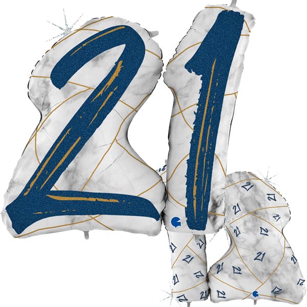 21st Blue Marble Mate Number Balloon