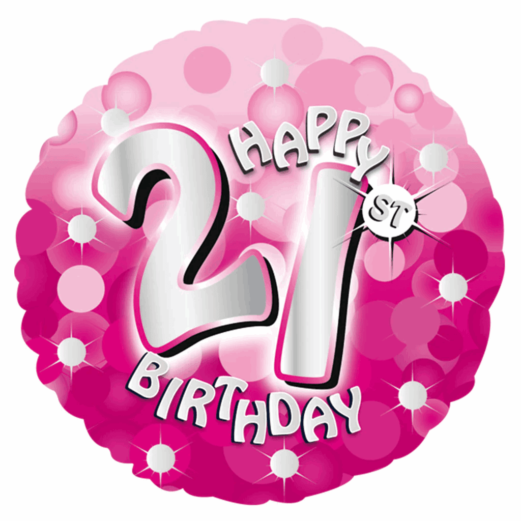Happy 21st Birthday Pink Holographic Foil Balloon - Eternity Party Express