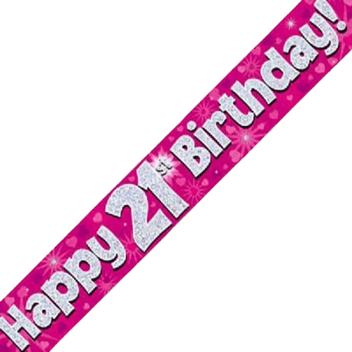 Pink Holographic 21st Birthday Banner - Eternity Party Express