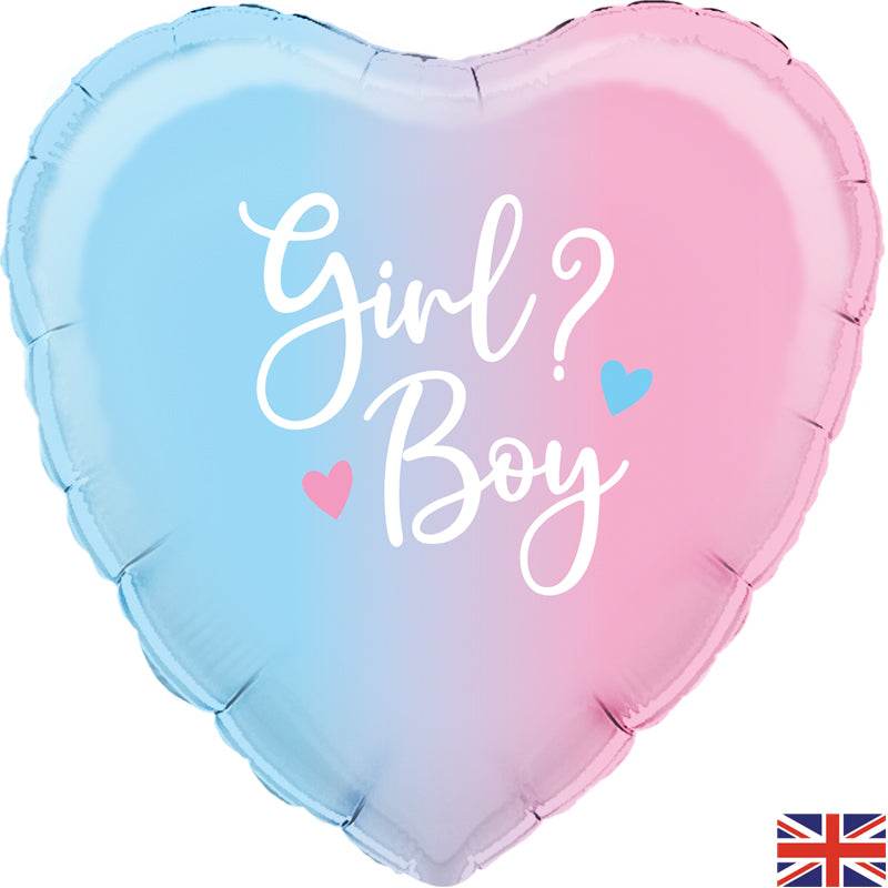 Gender Reveal Ombre Holographic Heart Foil Balloon - Eternity Party Express