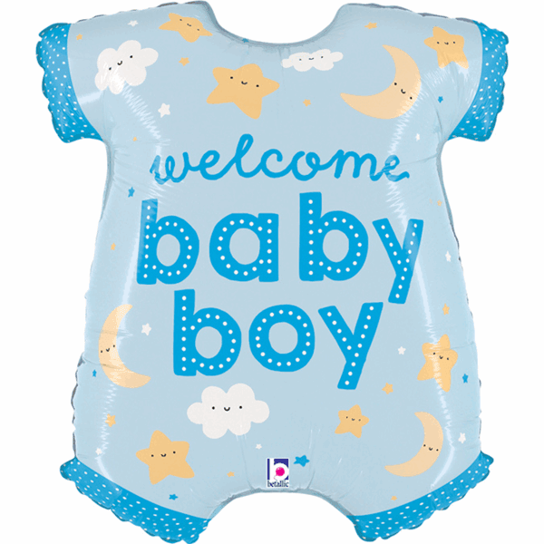 Welcome Baby Boy Blue Vest Foil Balloon - Eternity Party Express