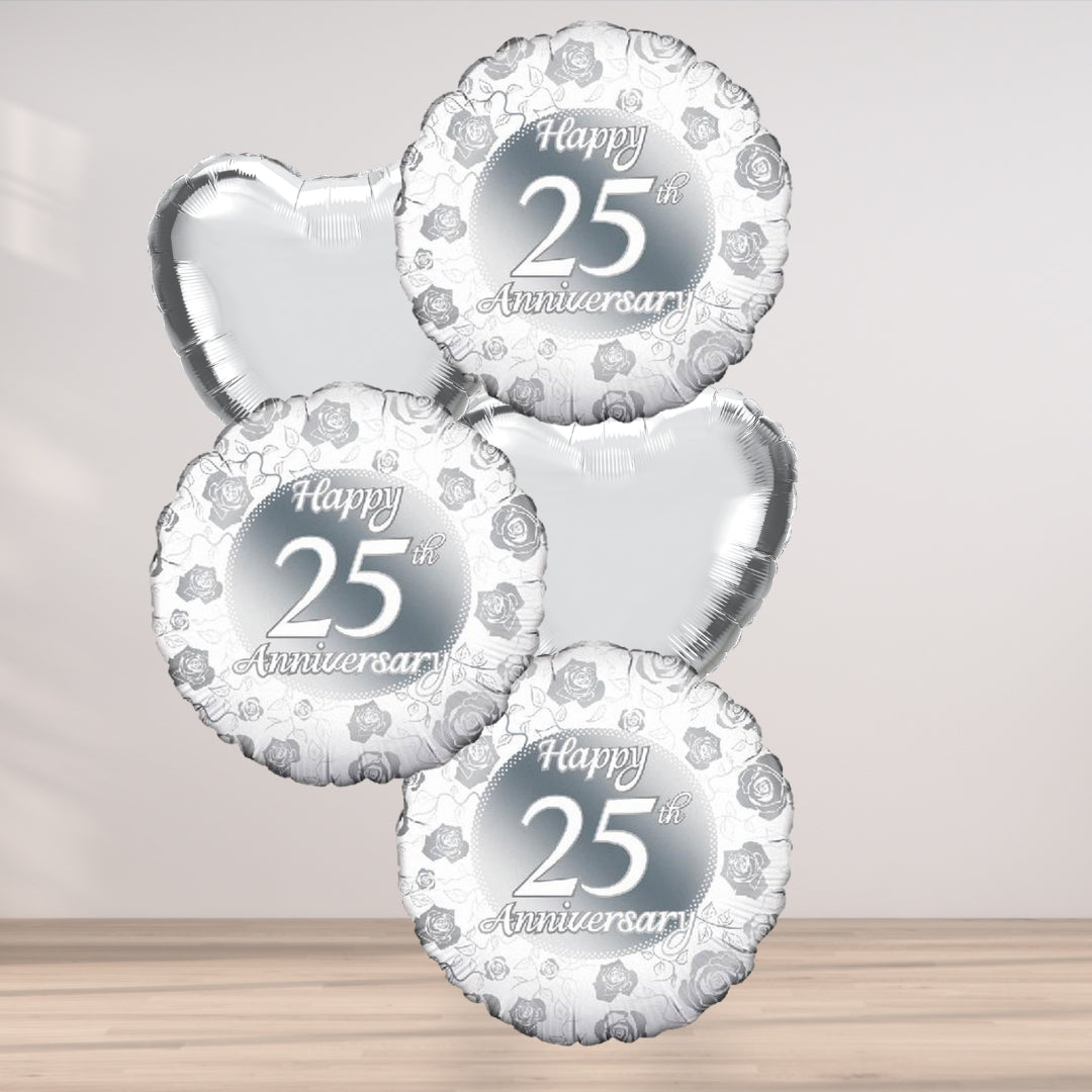 5 Balloon Cluster Happy 25th Anniversary