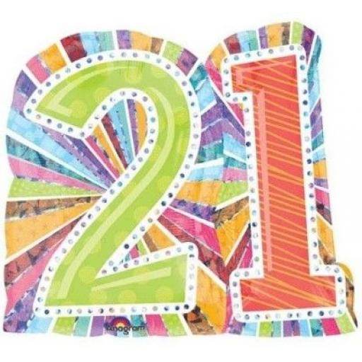 26 Inch 21st Birthday Radiant Shape Foil Balloon - Eternity Party Express