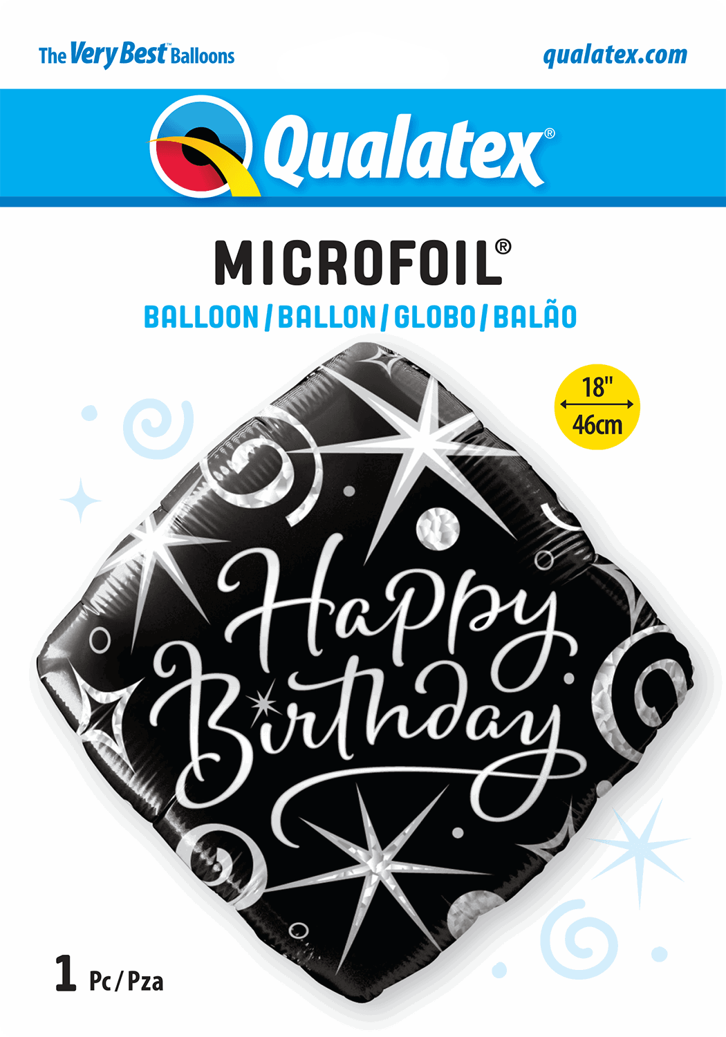 Happy Birthday Elegant Sparkles And Swirls Foil Balloon - Eternity Party Express