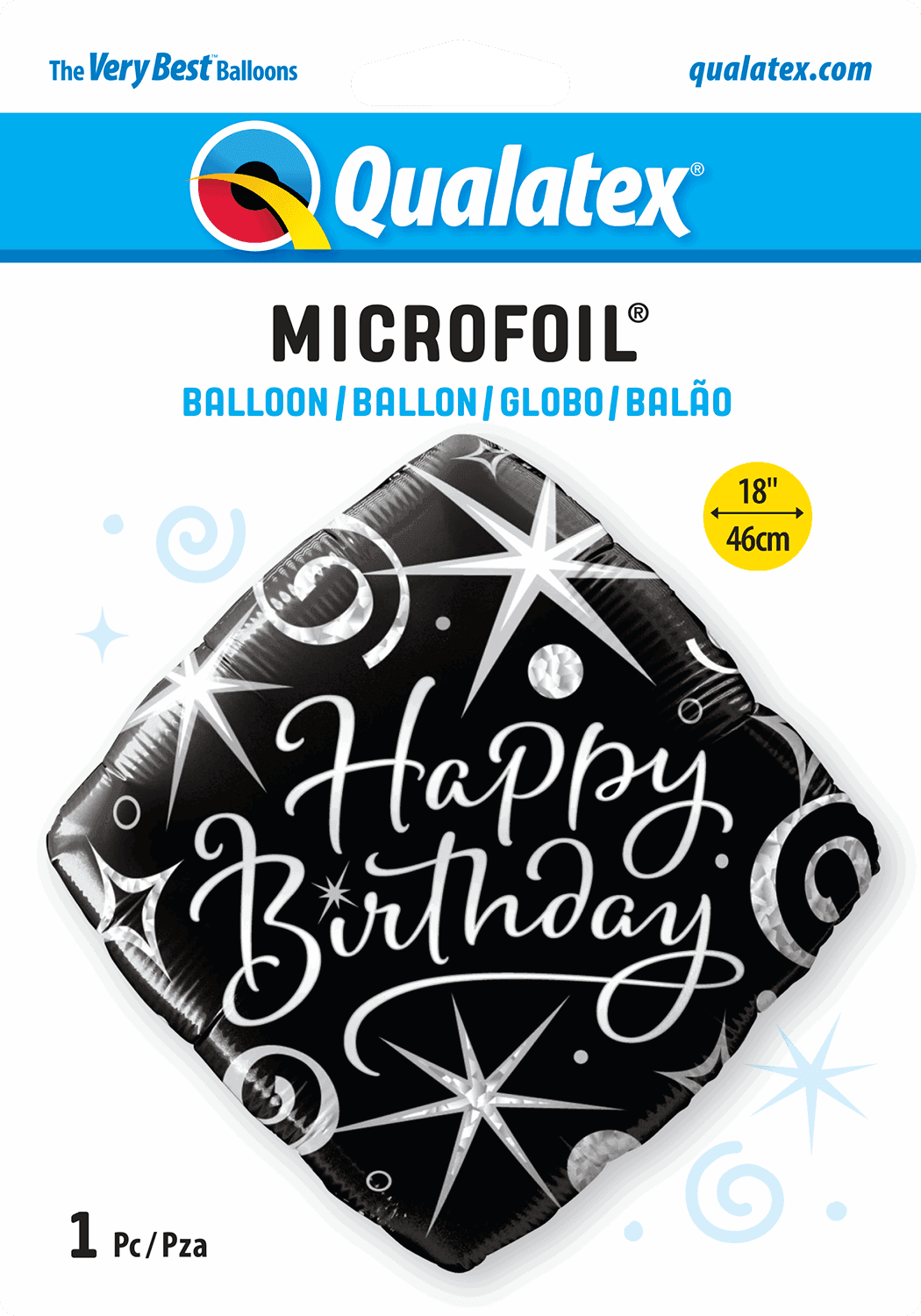 Happy Birthday Elegant Sparkles And Swirls Foil Balloon - Eternity Party Express