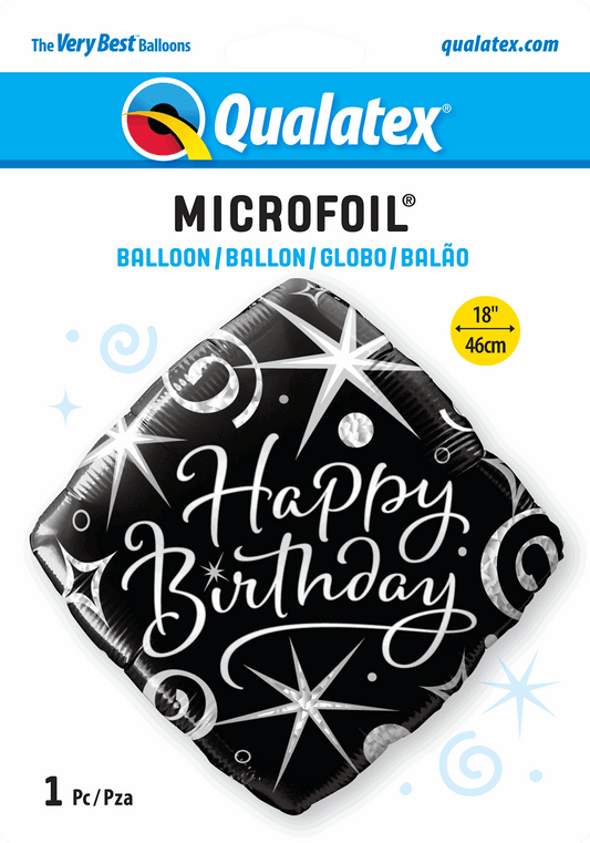 Happy Birthday Elegant Sparkles And Swirls Foil Balloon - Eternity Party Express