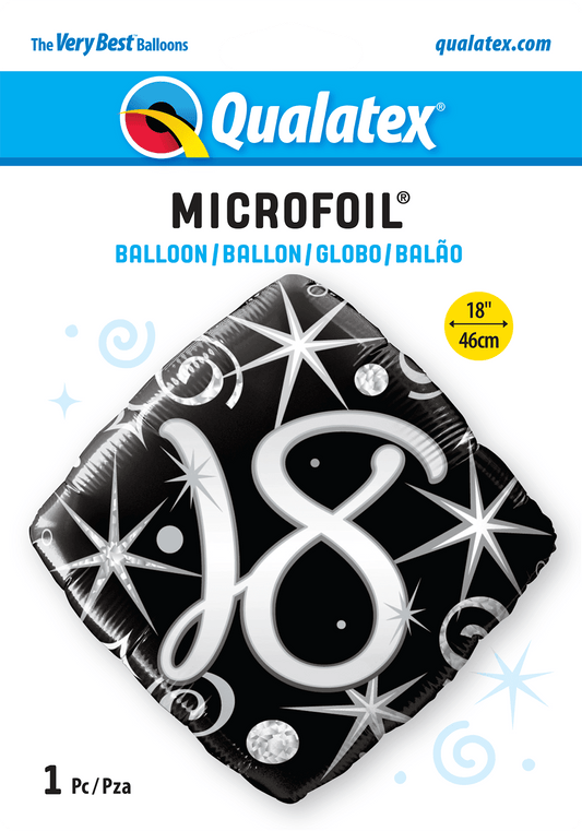 18th Elegant Sparkles And Swirls Foil Balloon - Eternity Party Express