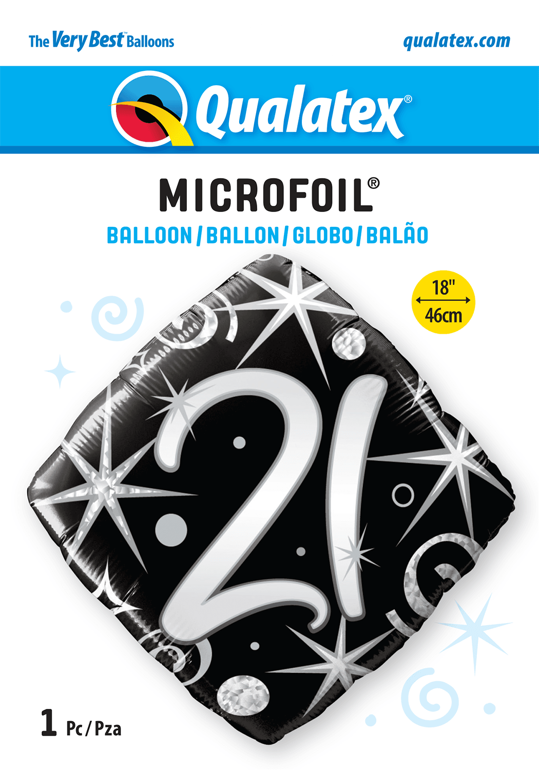 21st Elegant Sparkles And Swirls Foil Balloon - Eternity Party Express