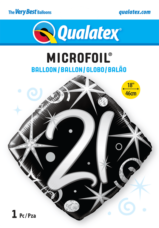 21st Elegant Sparkles And Swirls Foil Balloon - Eternity Party Express