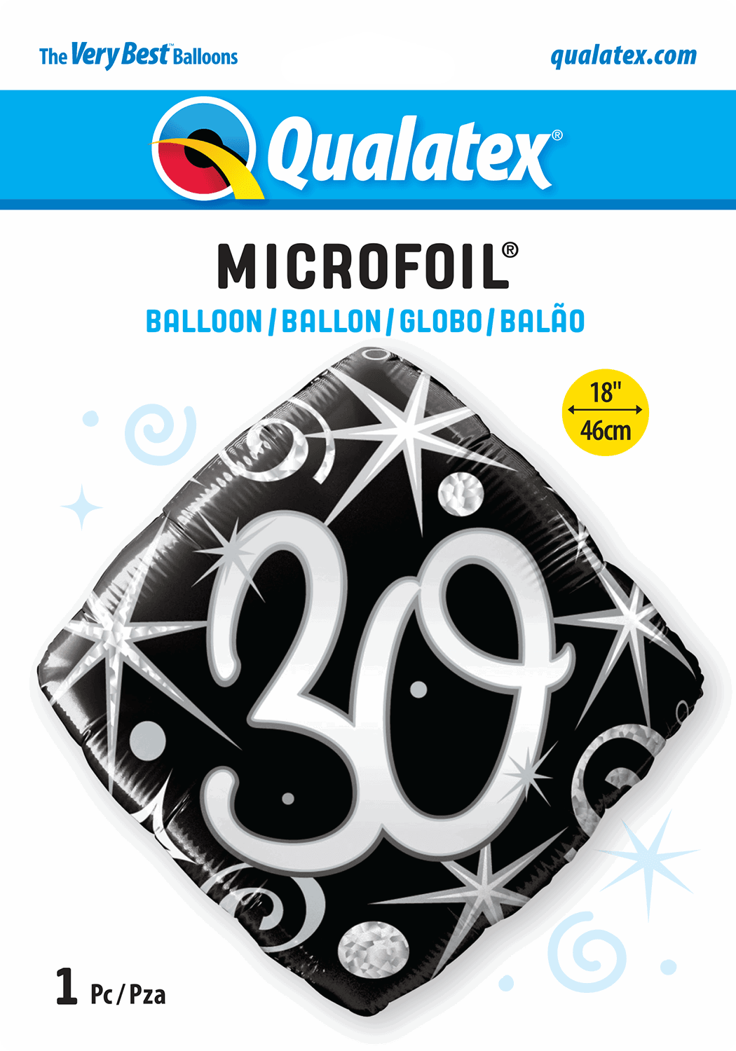 30th Elegant Sparkles And Swirls Foil Balloon - Eternity Party Express