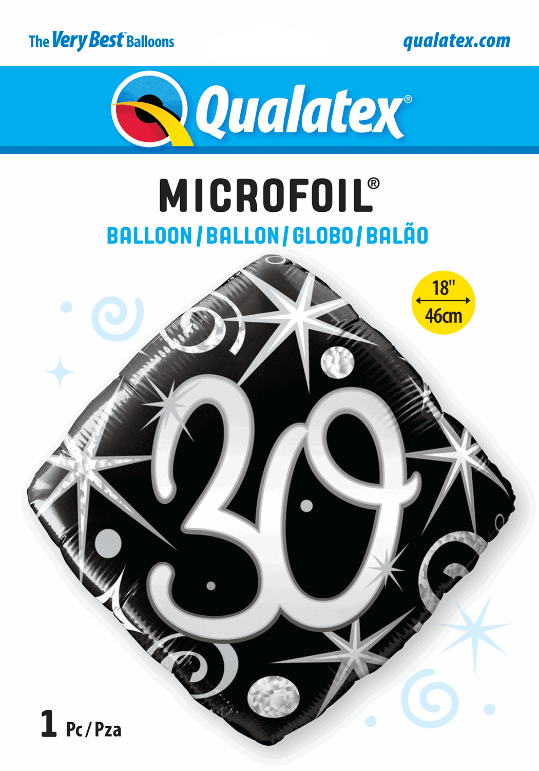 30th Elegant Sparkles And Swirls Foil Balloon - Eternity Party Express