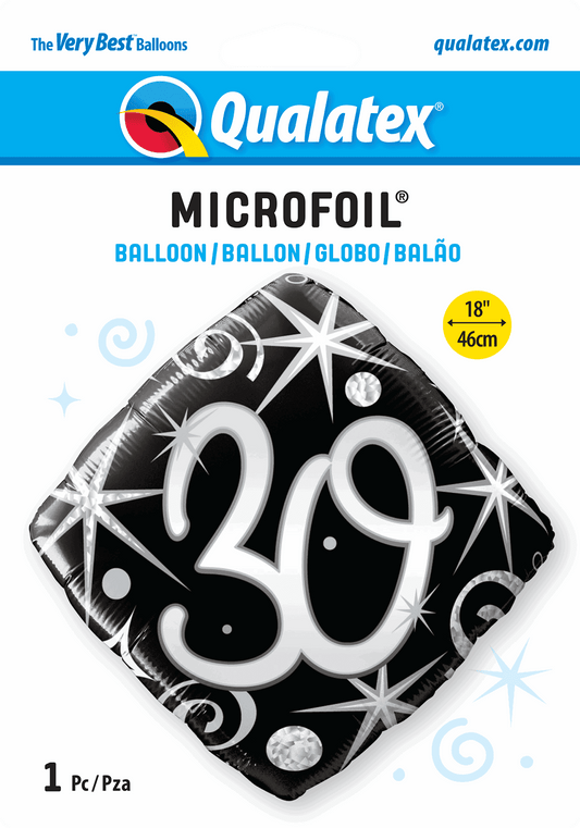 30th Elegant Sparkles And Swirls Foil Balloon - Eternity Party Express