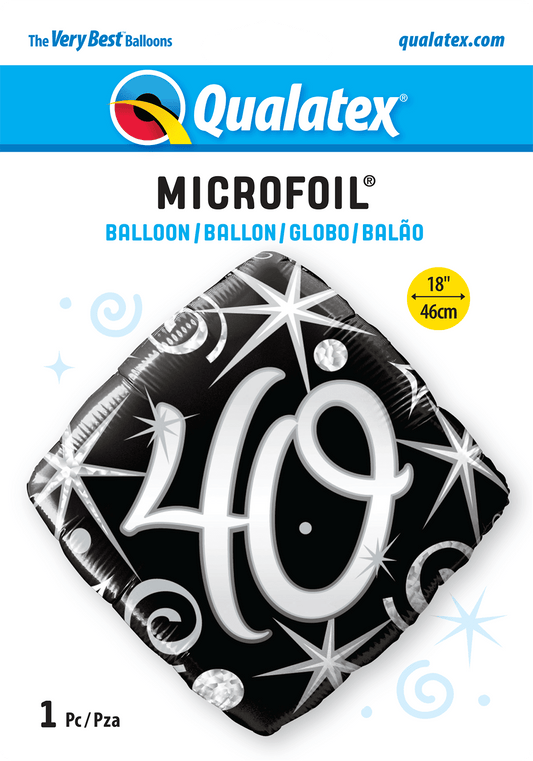 40th Elegant Sparkles And Swirls Foil Balloon - Eternity Party Express