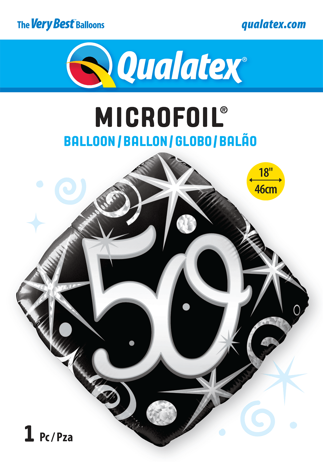 50th Elegant Sparkles And Swirls Foil Balloon - Eternity Party Express