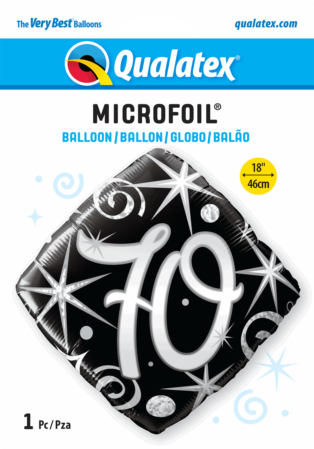 70th Elegant Sparkles And Swirls Foil Balloon - Eternity Party Express