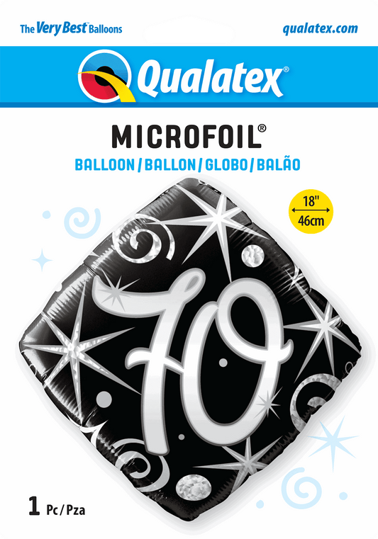 70th Elegant Sparkles And Swirls Foil Balloon - Eternity Party Express