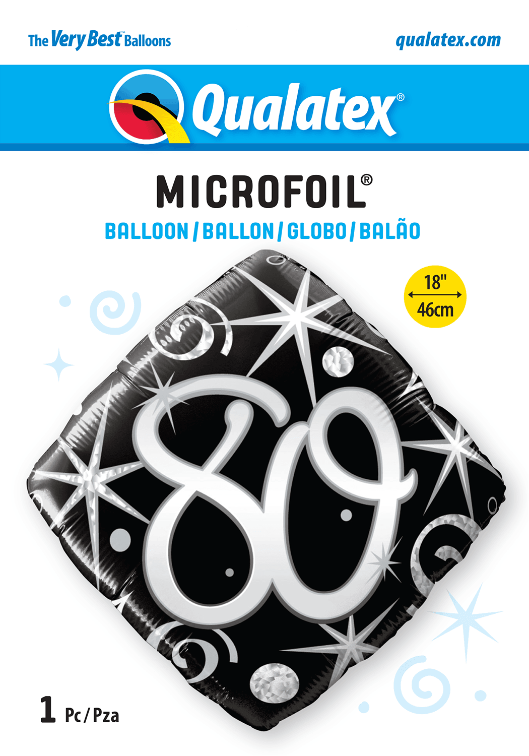 80th Elegant Sparkles And Swirls Foil Balloon - Eternity Party Express