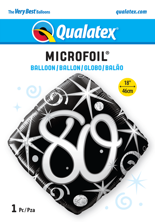 80th Elegant Sparkles And Swirls Foil Balloon - Eternity Party Express