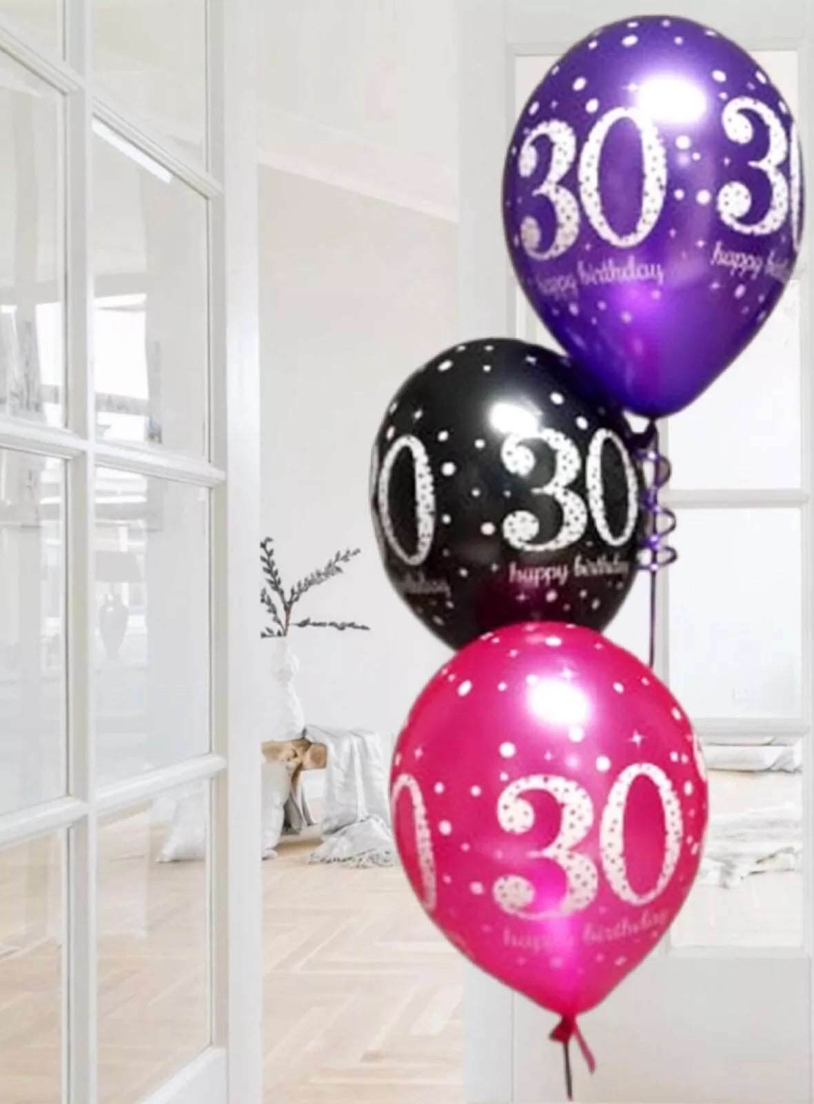 Pink Celebration Age 30th Birthday Latex Balloons - Eternity Party Express
