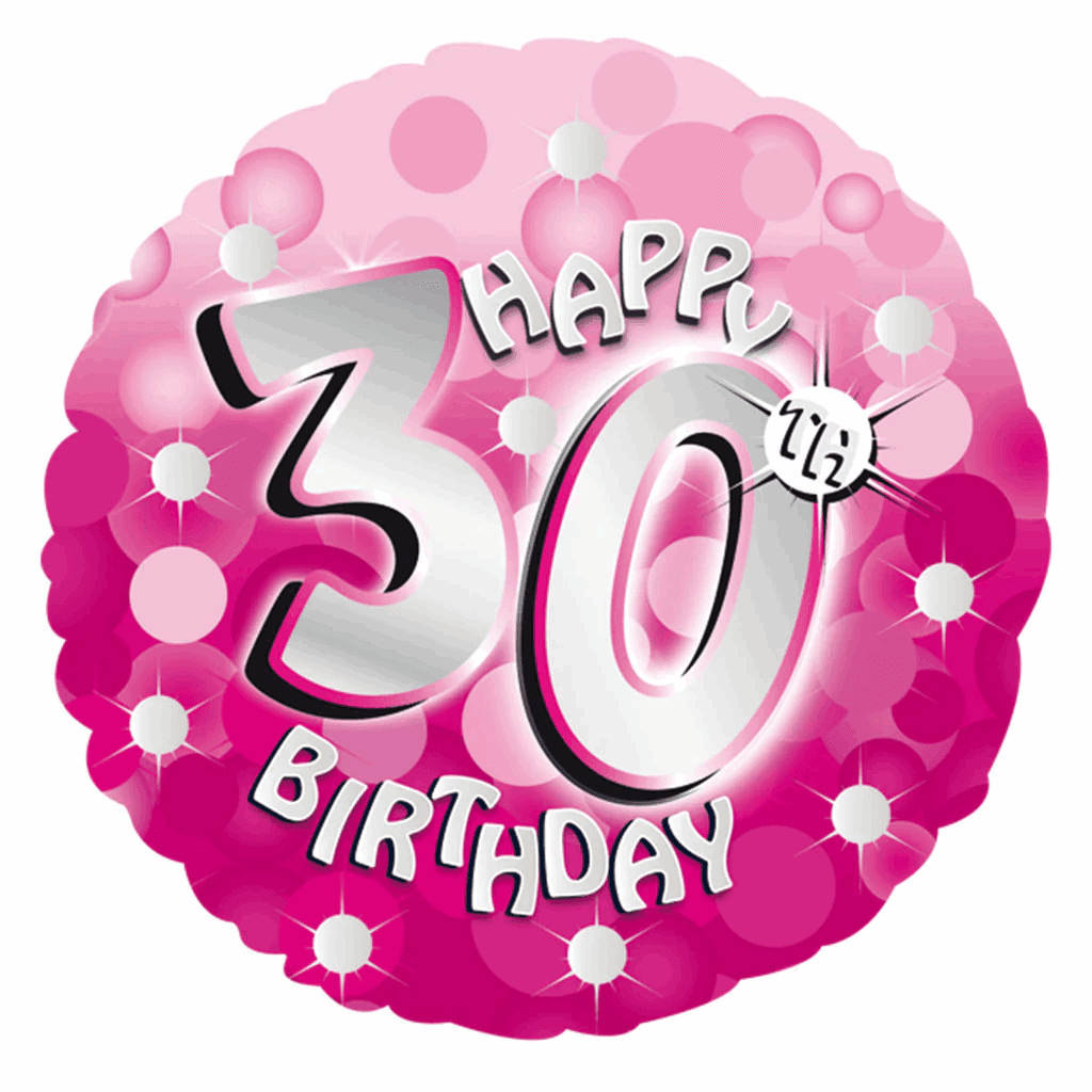 Happy 30th Birthday Pink Holographic Foil Balloon - Eternity Party Express