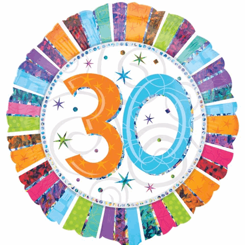 Radiant Multicolour 30th Foil Balloon - Eternity Party Express