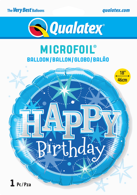 Blue Sparkle Happy Birthday Foil Balloon - Eternity Party Express