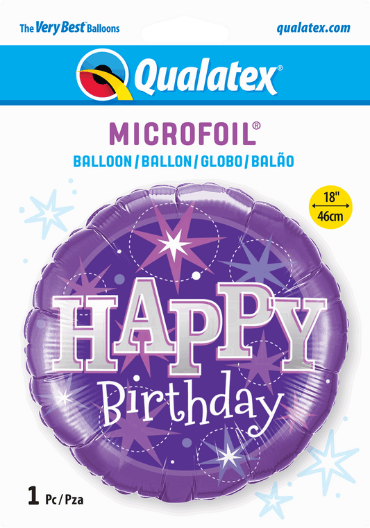 Purple Sparkle Happy Birthday Foil Balloon - Eternity Party Express