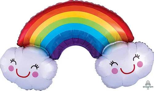 Rainbow And Clouds Smile Shape Balloon - Eternity Party Express