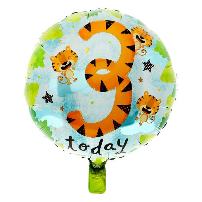 3rd Today Tigers Foil Helium Balloon - Eternity Party Express