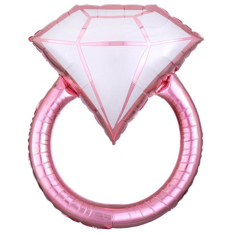 28 Inch Diamond Ring Pink Shaped Foil Balloon - Eternity Party Express