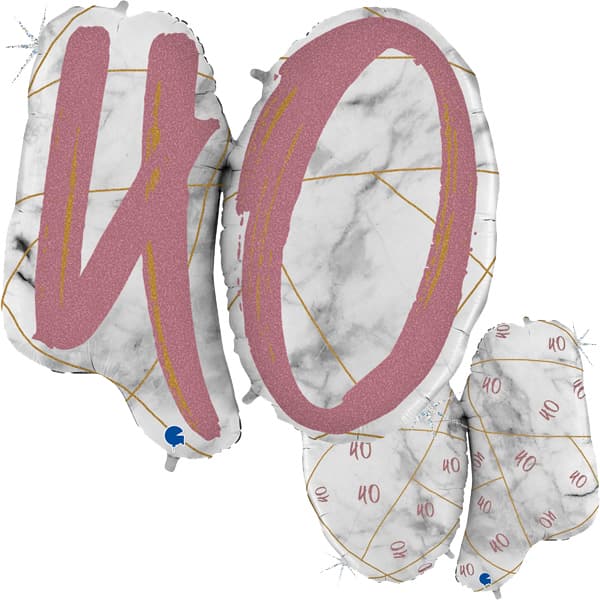 40th Rose Gold Marble Mate Number Balloon