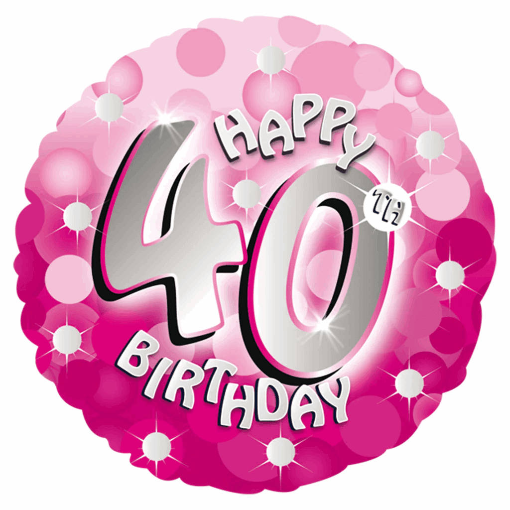 Happy 40th Birthday Pink Holographic Foil Balloon - Eternity Party Express