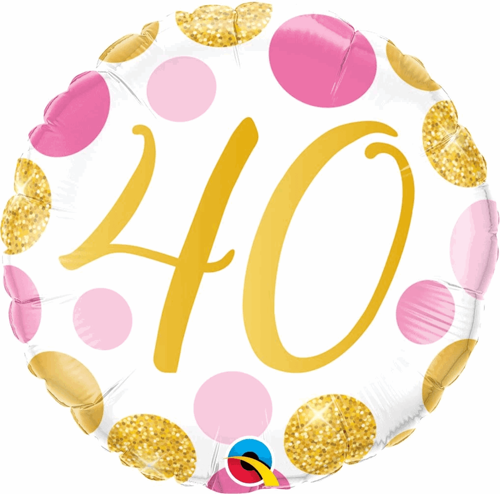 Pink and Gold Spots 40th Birthday Foil Balloon - Eternity Party Express