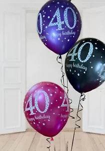 Pink Celebration Age 40th Birthday Latex Balloons - Eternity Party Express