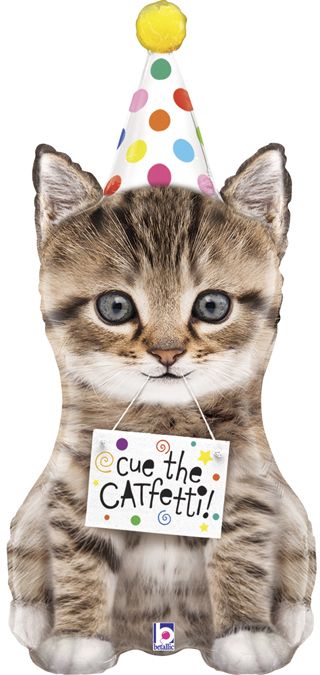 CUE THE CATFETTI CAT FOIL BALLOON
