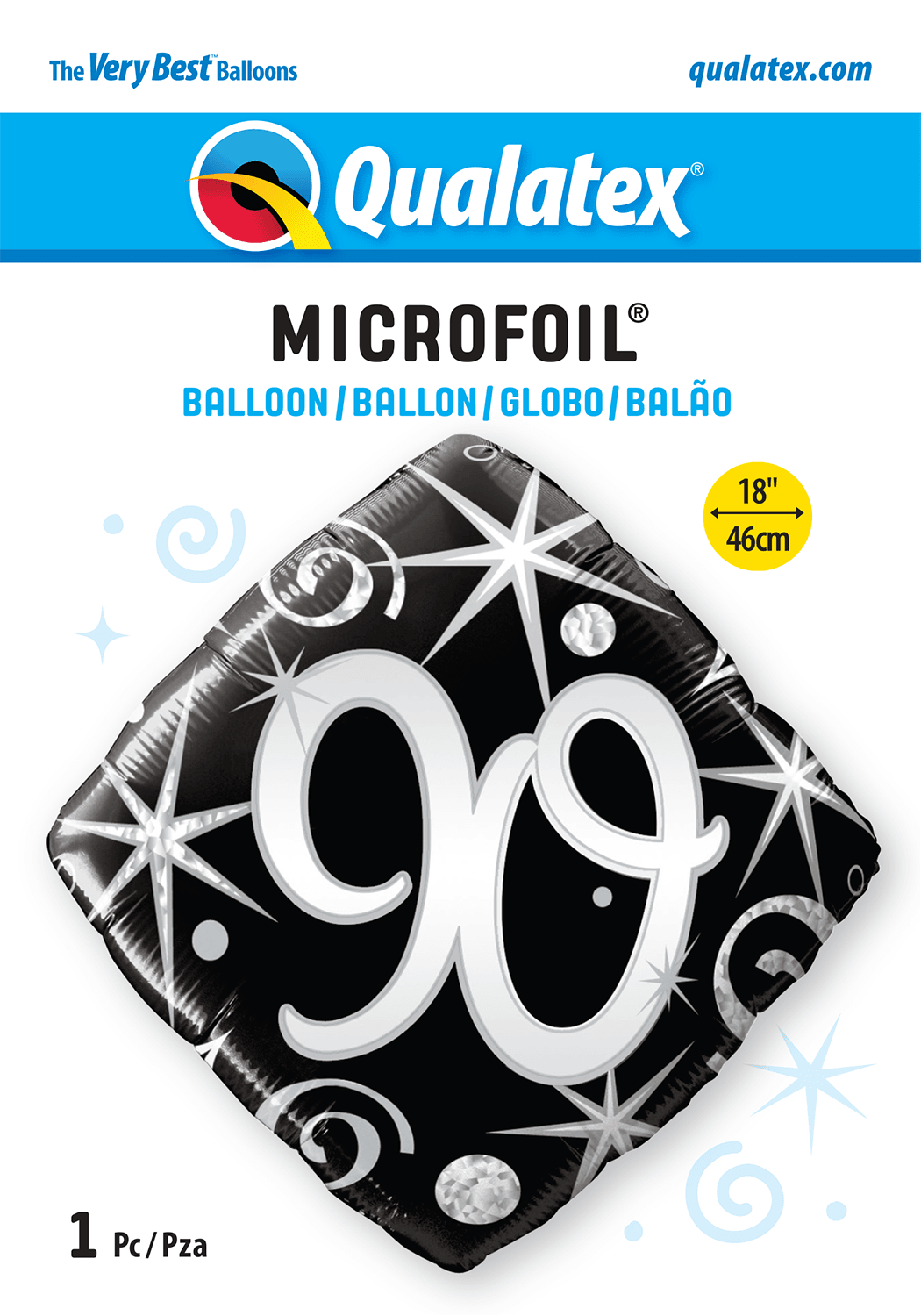 90th Elegant Sparkles And Swirls Foil Balloon - Eternity Party Express