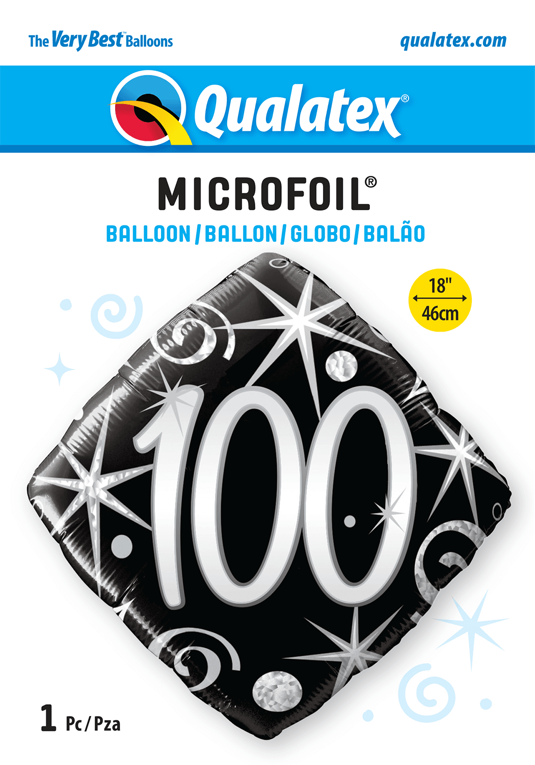 100th Elegant Sparkles And Swirls Foil Balloon - Eternity Party Express