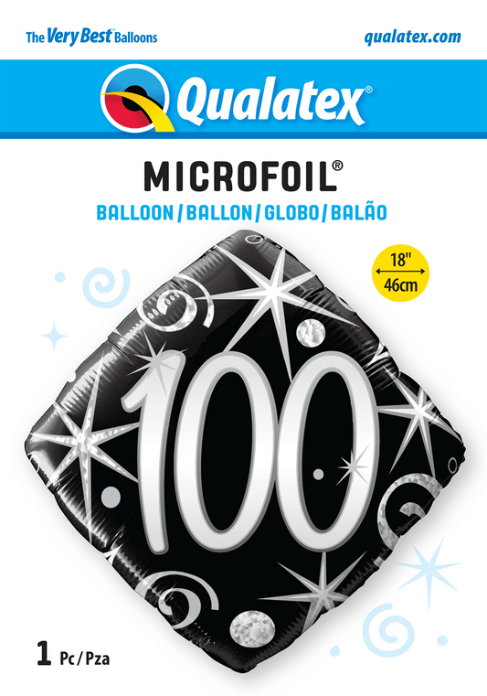 100th Elegant Sparkles And Swirls Foil Balloon - Eternity Party Express