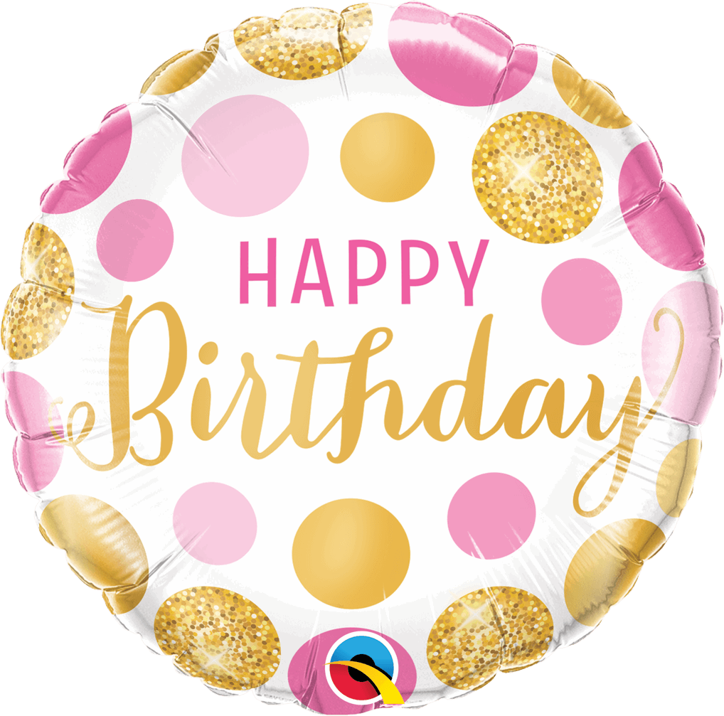 Pink and Gold Spots Happy Birthday Foil Balloon - Eternity Party Express