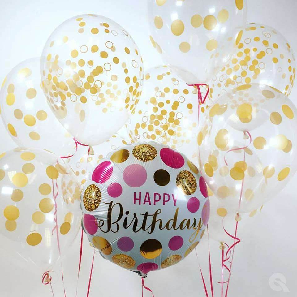 Pink and Gold Dots Happy Birthday Foil Balloon - Eternity Party Express