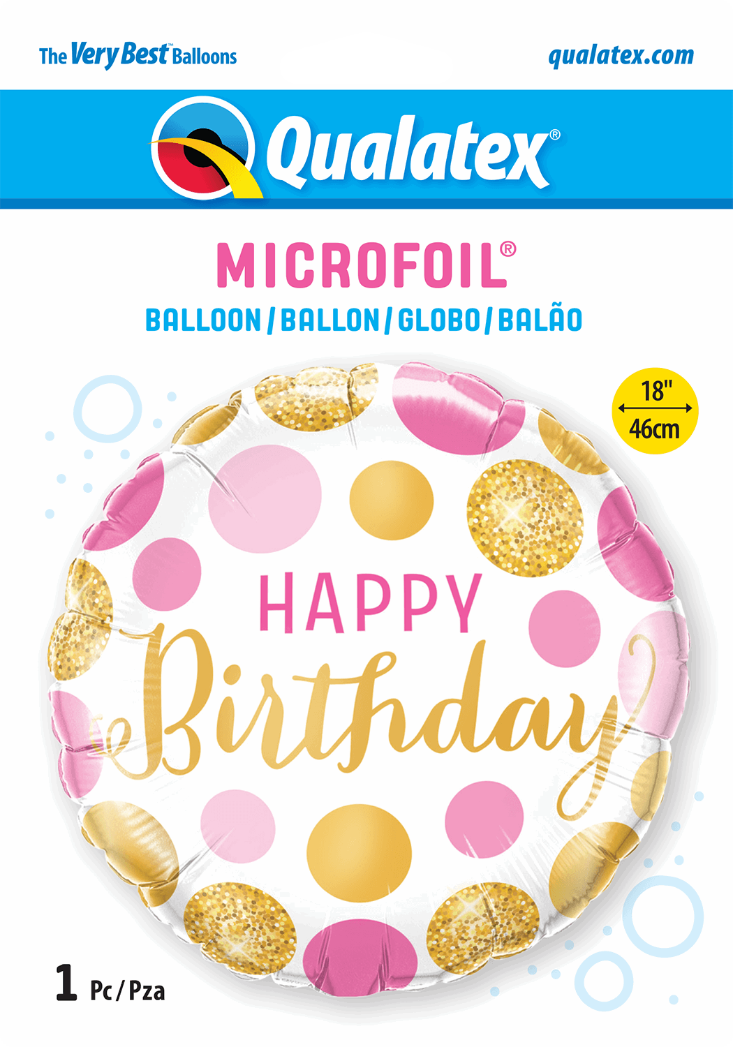 Pink and Gold Spots Happy Birthday Foil Balloon - Eternity Party Express
