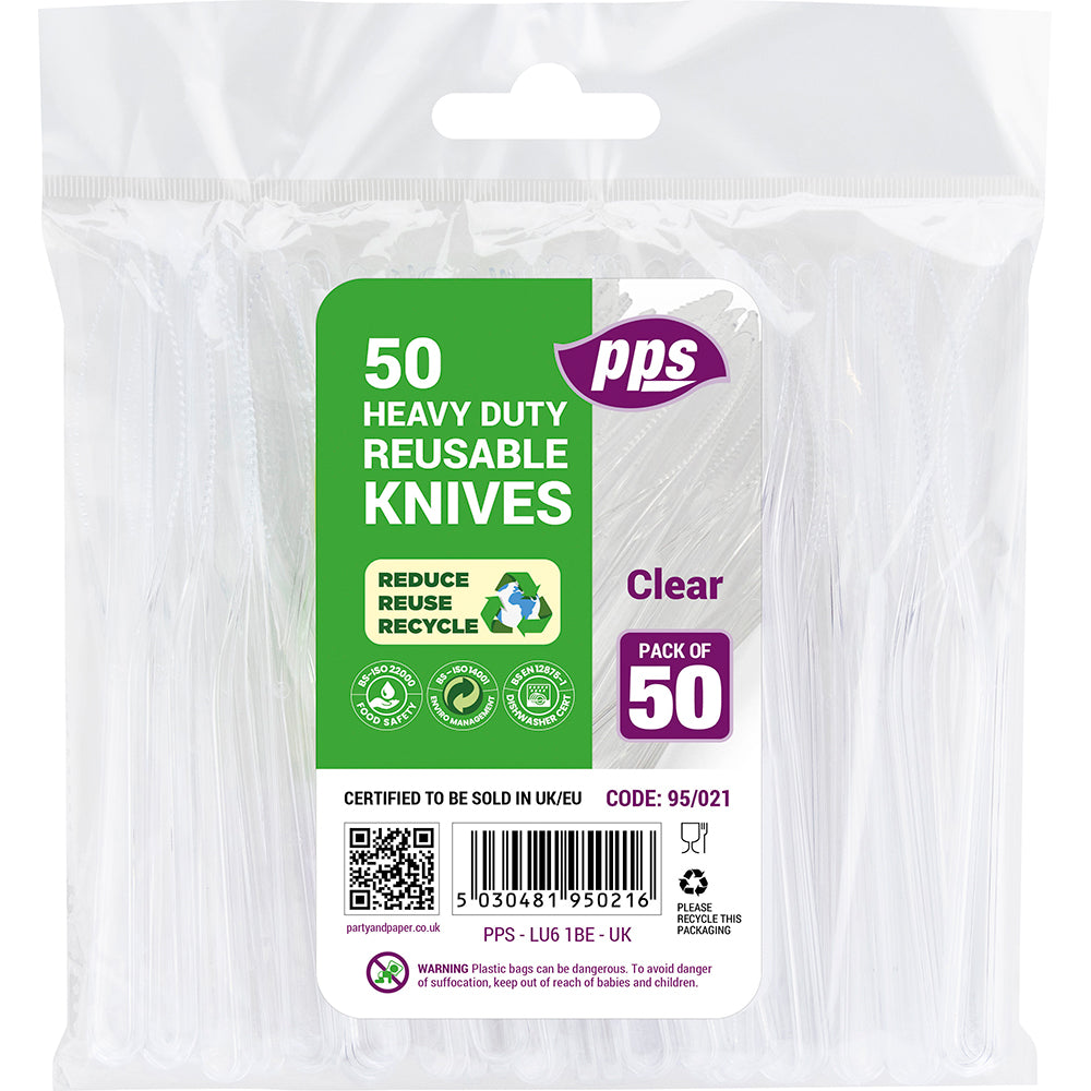 Cutlery Heavy Duty Plastic Knives Clear